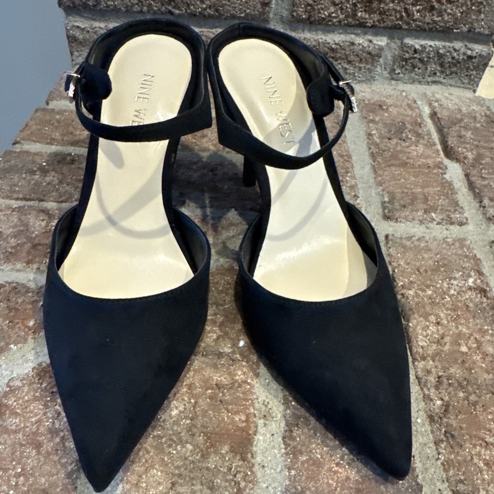 Nine West Women's Black Mary Jane Slip On Mule Heels Size 5.5 #543 - Picture 2 of 16